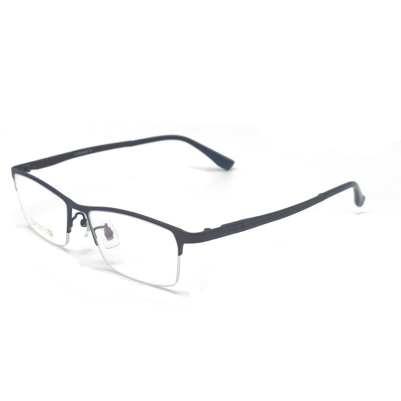 TD061 Elegantes Titanrahmen für Brillen mit halbrimmloser Augenform und rechteckigem Design