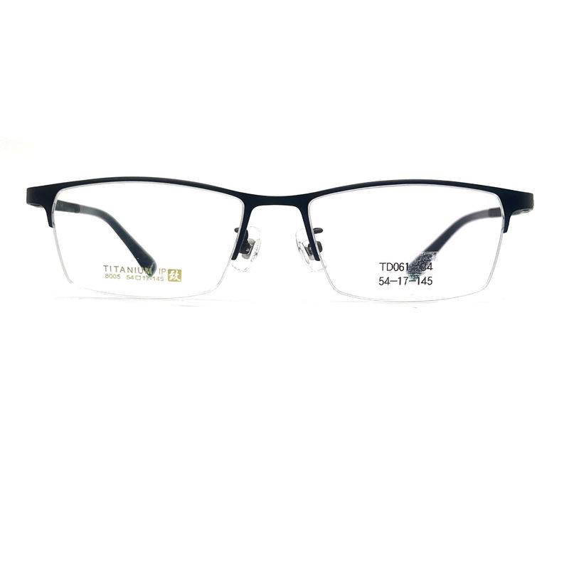 TD061 Elegantes Titanrahmen für Brillen mit halbrimmloser Augenform und rechteckigem Design