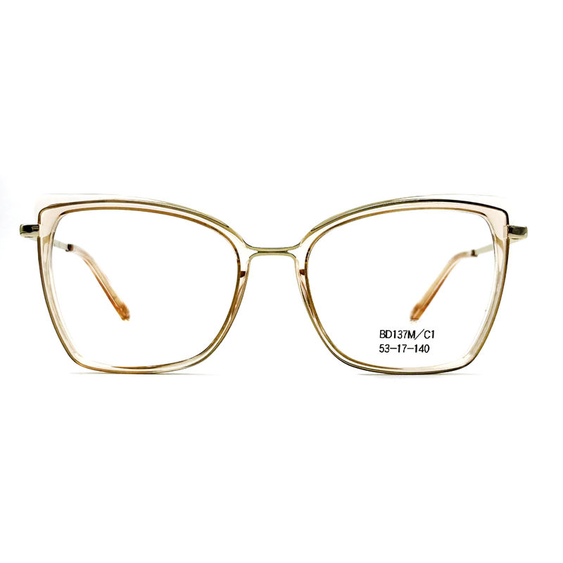 BD137M Vintage Quadrat Frauen Acetat Metallbrille angepasste Farbe
